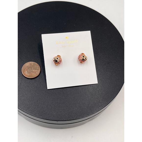 Kate Spade New York Pink Pave Monkey Stud Ramblin Roses Earrings‎ New - Picture 7 of 7